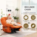 LONXIU elektrischer Relaxsessel mit Massage, Heizung, Ladeanschluss und verstellbarer Rückenlehne, Orange - Image 5