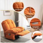 LONXIU elektrischer Relaxsessel mit Massage, Heizung, Ladeanschluss und verstellbarer Rückenlehne, Orange - Image 7