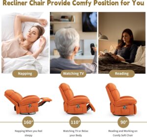 LONXIU elektrischer Relaxsessel mit Massage, Heizung, Ladeanschluss und verstellbarer Rückenlehne, Orange - Image 6