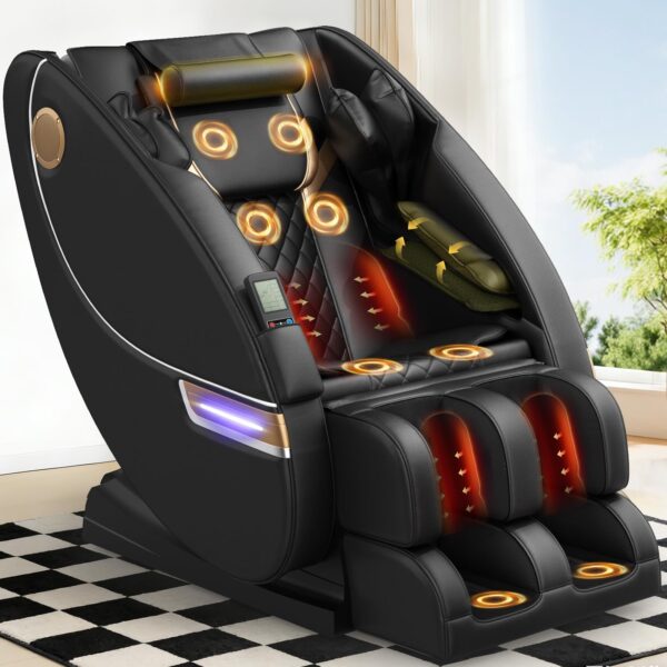Gegcucey Massagesessel mit 14 Massagepunkten, 8 Airbags, Wärme, Fußrollen, Bluetooth und Zero Gravity