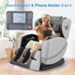 Ganzkörper-Massagesessel mit 14 Rollen, 8 Airbags, Zero Gravity, Wärme, Fußmassage und Bluetooth, Hellgrau - Image 5
