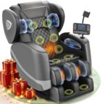 Ganzkörper-Massagesessel mit 14 Rollen, 8 Airbags, Zero Gravity, Wärme, Fußmassage und Bluetooth, Dunkelgrau