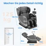 Ganzkörper-Massagesessel mit 14 Rollen, 8 Airbags, Zero Gravity, Wärme, Fußmassage und Bluetooth, Dunkelgrau - Image 6