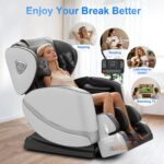 Ganzkörper-Massagesessel mit 14 Rollen, 8 Airbags, Zero Gravity, Wärme, Fußmassage und Bluetooth, Hellgrau - Image 6