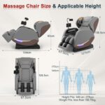 yewglen Massagesessel mit 14 Rollen, 8 Airbags, Wärme, Zero Gravity und Bluetooth, PU-Leder Schwarz - Image 7
