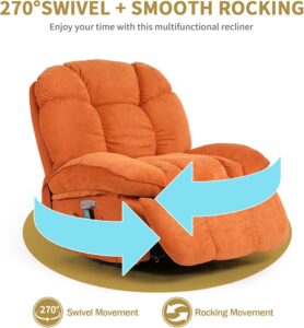 LONXIU elektrischer Relaxsessel mit Massage, Heizung, Ladeanschluss und verstellbarer Rückenlehne, Orange - Image 3