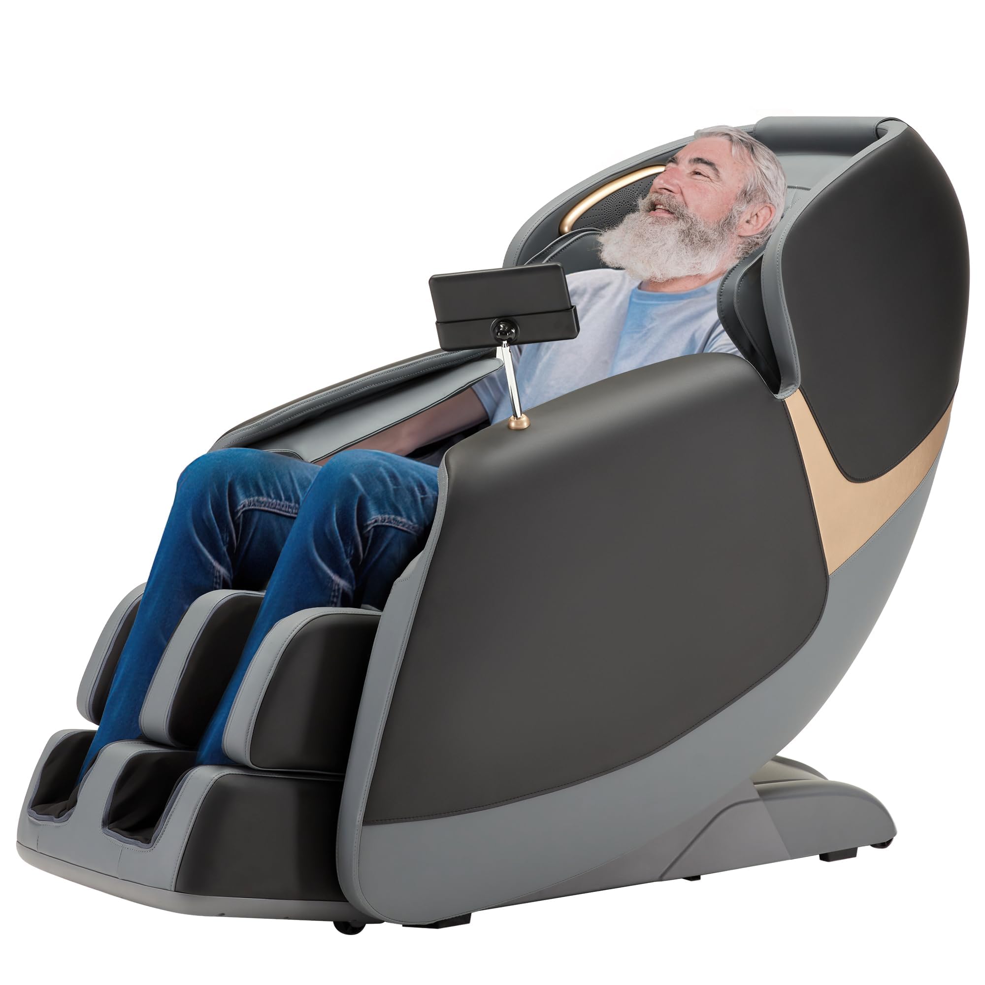 71zKfvX63aL ROTAI Massagesessel mit Zero Gravity, SL-Schiene, Shiatsu, Heizung, Bluetooth und Fußrollen, Schwarz - Image 1