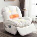 LONXIU elektrischer Relaxsessel mit Massage, Heizung, Ladeanschluss und verstellbarer Rückenlehne, Weiß