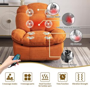LONXIU elektrischer Relaxsessel mit Massage, Heizung, Ladeanschluss und verstellbarer Rückenlehne, Orange - Image 2