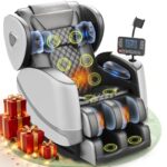 Ganzkörper-Massagesessel mit 14 Rollen, 8 Airbags, Zero Gravity, Wärme, Fußmassage und Bluetooth, Hellgrau