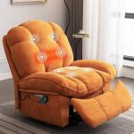 LONXIU elektrischer Relaxsessel mit Massage, Heizung, Ladeanschluss und verstellbarer Rückenlehne, Orange